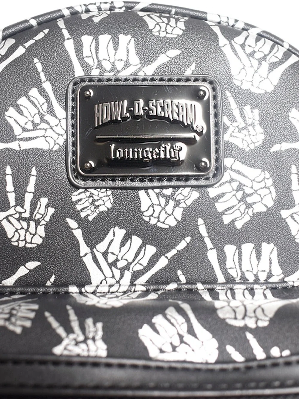 Loungefly Black & White Howl-O-Scream Skeleton Hand Mini Backpack